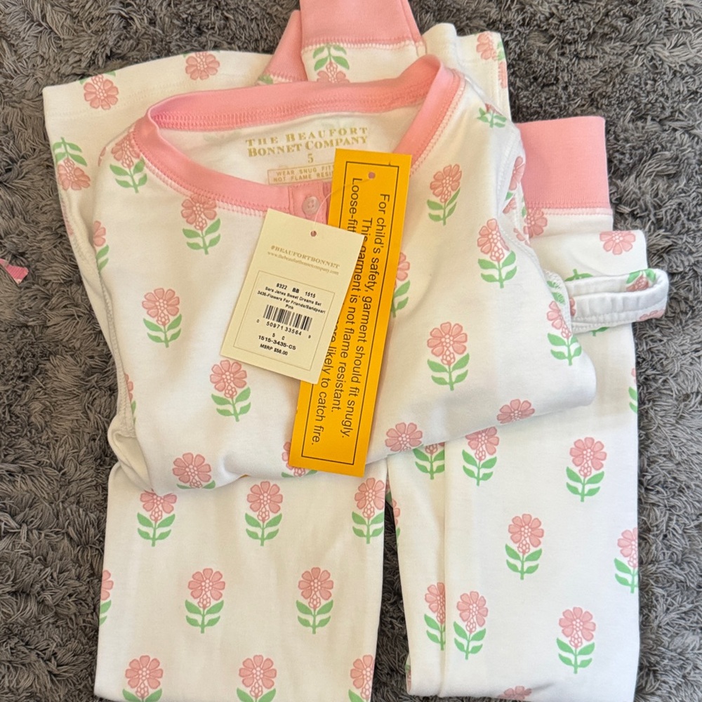 The Beaufort Bonnet Company Pink and Green Floral Pajama Set